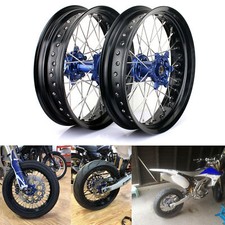 17"x3.5+17"x4.25 Supermoto Spoked Wheels Set For Yamaha YZ250F YZ450F 2014-2024