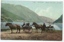 Odde. Hardanger Karjol and Cart Horse Drawn Norway Postcard