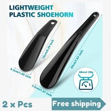 2x Black Plastic Shoe String Shoe Horn Lightweight Prevent Damage Back of Shoes