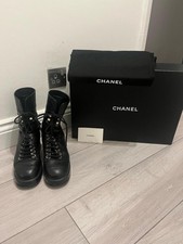 Chanel Black Lace Up Boots 