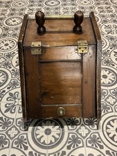 Antique Wooden Coal Scuttle Fireplace Kindling Storage Box Victorian Style