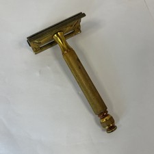 Vintage Gillette TECH Gold Tone Safety Razor Read
