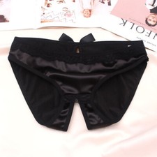Women Silk Satin Underwear Briefs Panties G-string Bikini Crotchless Knickers UK