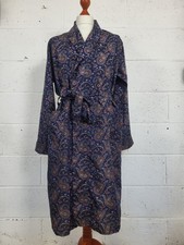 Vintage Mens 80's C&A Smoking Jacket Night Robe Gown Dark Blue Paisley 40/42" M