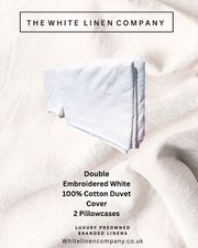 Laura Ashley - Very Pretty White Embroidered Cotton Duvet Cover-King 100% Cotton