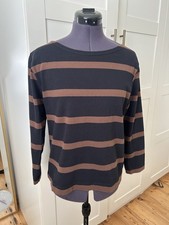 MHL By Margaret Howell black brown striped Breton Tee T/shirt Size M