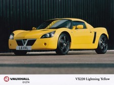VAUXHALL VX220, LIGHTNING YELLOW, REG No.L6 VXL, FRONT VIEW,  PERIOD COLOR PHOTO