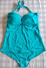 swimsuit 16 UK beach blue Strapless  woman  vintage retro  style padded Holiday 