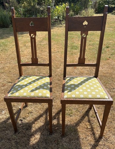 Pair arts and crafts oak - pair, of