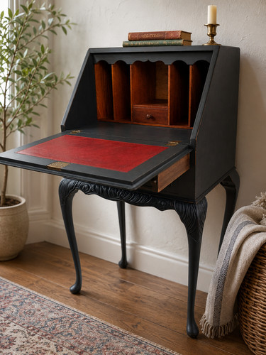 Vintage black painted bureau - vintage,