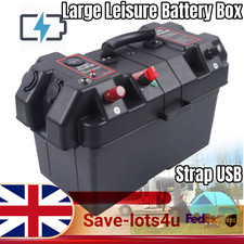 Large Leisure Battery Box With Strap USB For RV Caravan Camper Boat Motorhome