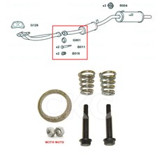 For Bedford Rascal 1.0 Front Down Pipe Exhaust Kit Bolts,Springs, Gasket