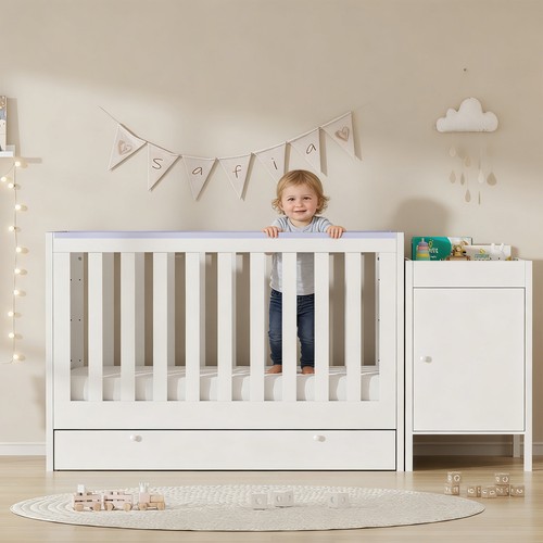 White baby cot teething rails - white,