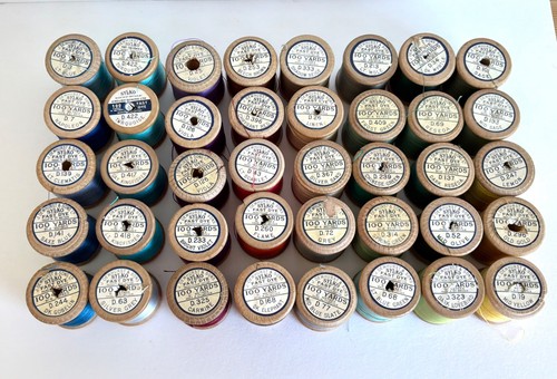 Vintage thread spools wooden - spools,