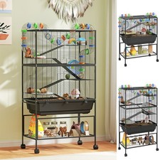 Hamster Cage, Gerbil Cage on Wheels with Storage Shelf, Deep Tray