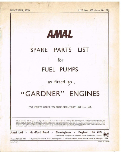 Amal fuel pumps ref gardner - (ref,