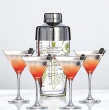 Luminarc 5pc Cocktail Shaker Set 4 Martini Glasses 30cl & Glass Shaker 58.5cl