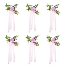 6Pcs Wedding Aisle Decorations Pew Flowers Chair Artificial Flowers Pink