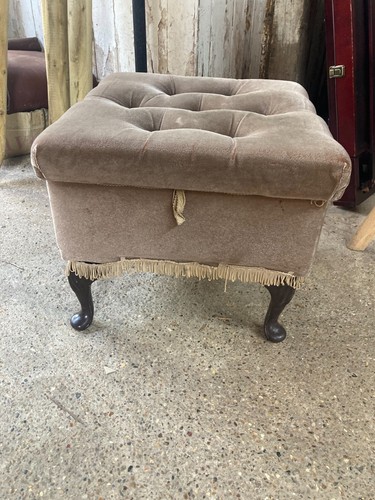 Velvet sewing box footstool - box,
