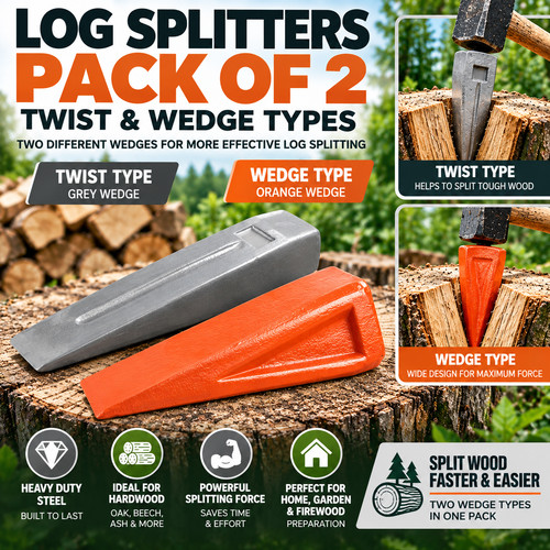 Log splitting wedges 2kg - log, 1