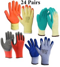 PREMIUM 24 PAIRS LATEX COATED RUBBER SAFETY WORK GLOVES MENS BUILDERS GARDENING