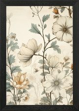 Floral Botanical Teal Sketch