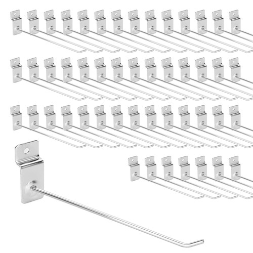 100 pack silver - slatwall, hooks