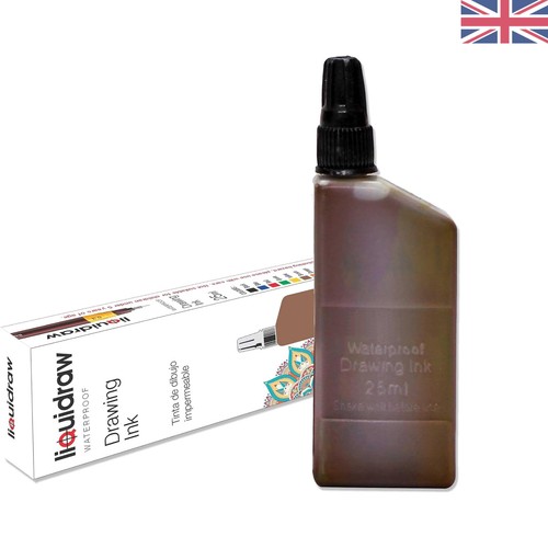 25ml waterproof brown ink - waterproof, for