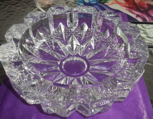 Vintage heavy glass ashtray - vintage,