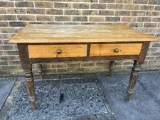 Rustic Farmhouse 19th Century Solid Pine Desk Console or Kitchen Counter