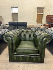 Chesterfield Green Real Leather Club Chair