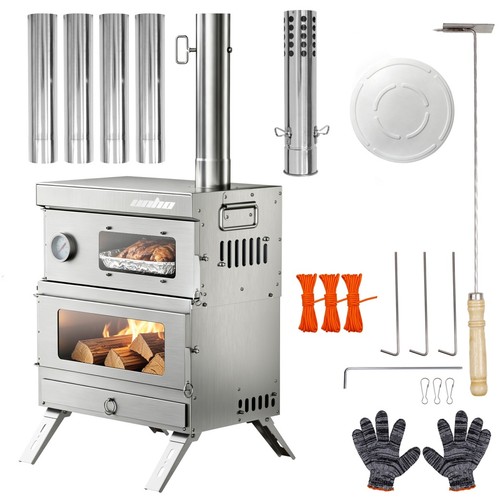 Wood burning stove with oven - burning,