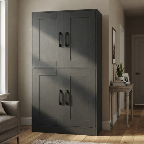 Sleek black door - black, kitchen