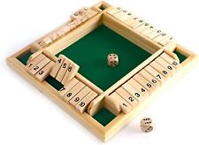Wooden Shut The Box Board Game 10 Number Sided Dice Set for 2 to 4 Players
