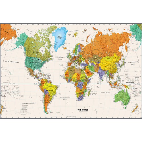 World map political - political, canvas