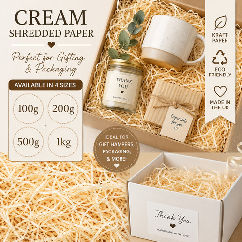 Cream shredded paper - cream, for