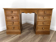DRESSING TABLE Classic Pine 2 Pedestal 8 Drawer Writing Desk FREE DELIVERY