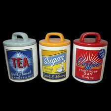 3x Retro Canister Set Tea