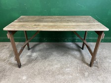 Vintage Wooden Folding Trestle Table