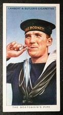 HMS RODNEY   ' Boatswain's Pipe'   Vintage 1930's Illustrated Card  EE13M
