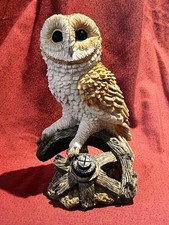 Realistic Barn Owl on a Cartwheel Indoor/Outdoor Figurine Excellent Condition
