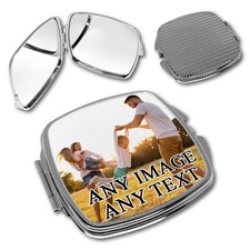 Personalised (Any Name/Text) Compact Mirror Curved Square - Steel