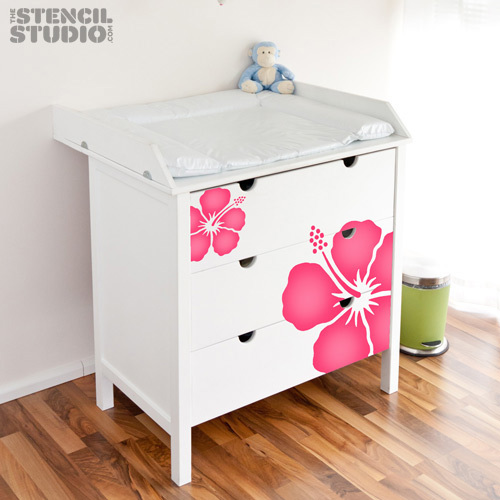 Simple hibiscus flower stencil - simple,