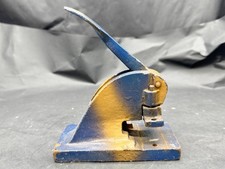 ANTIQUE CAST IRON EMBOSSING PRESS BLUE GOLD INDUSTRIAL STAMPING SEAL TOOL