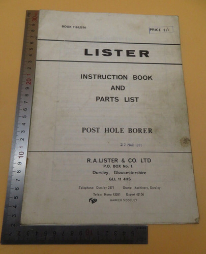 Lister instruction book and - lister,