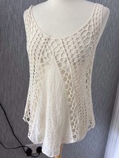 Ladies Size 8 Ecru Cotton crocheted Sleeveless Unlined Top from Paccia Tu - NWT