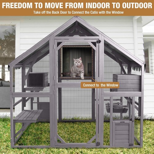 Wooden catio cat enclosure - catio,