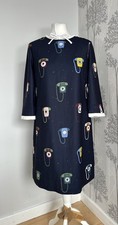 TED BAKER navy phone shift dress sz 10 party blue pencil wedding guest tunic 2