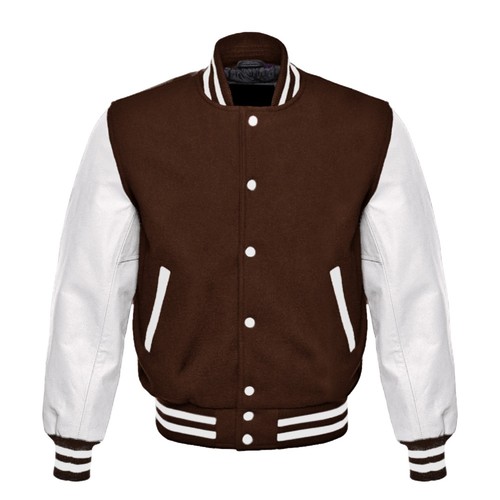 Brown wool white real leather - brown,