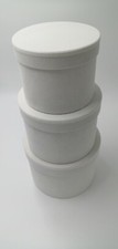 White Oasis Velvet Velour Lined Hat Box Set of 3 Velvet (Damaged Grade B)